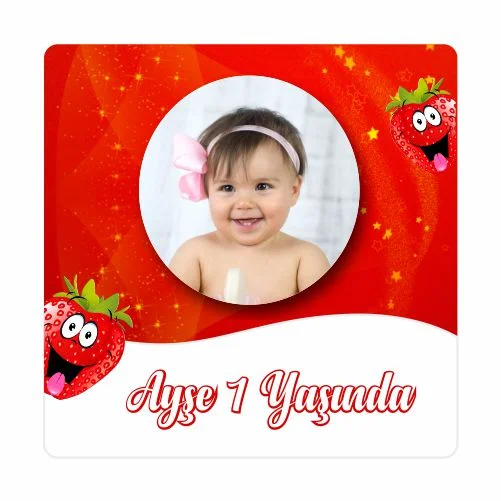 Çilek Temalı Doğum Günü Magneti